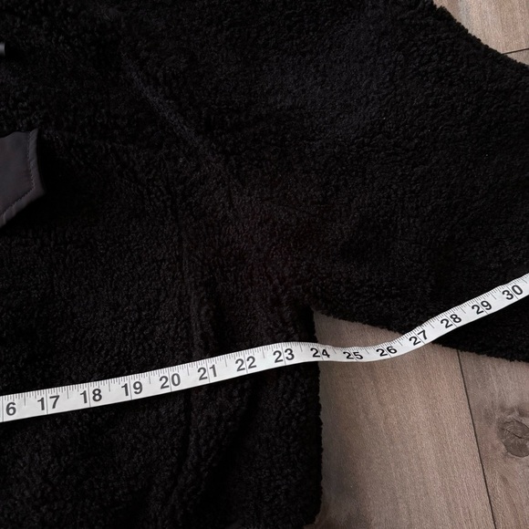 Zara women’s sherpa teddy reversible hooded bomber jacket black size large - Picture 8 of 9